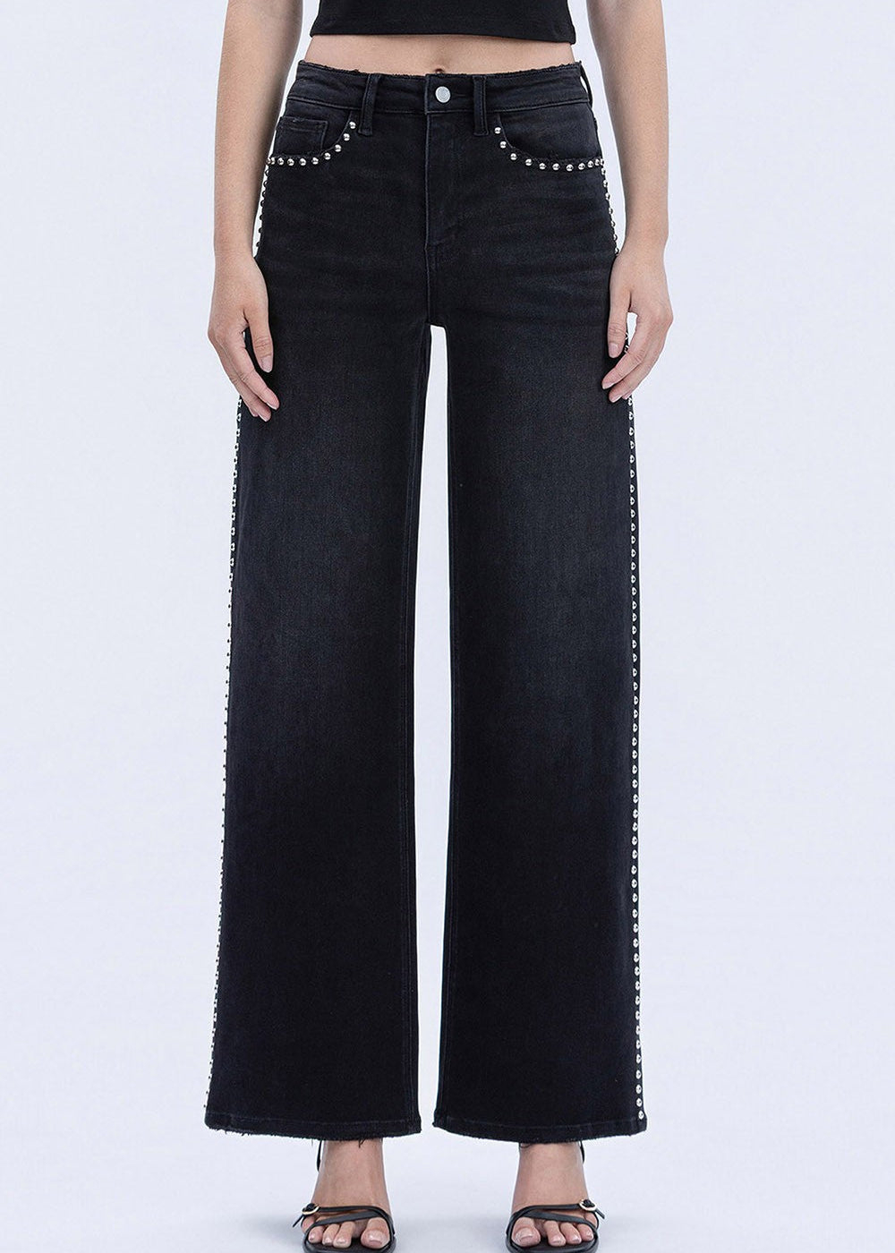 Black High Rise Studded Jeans