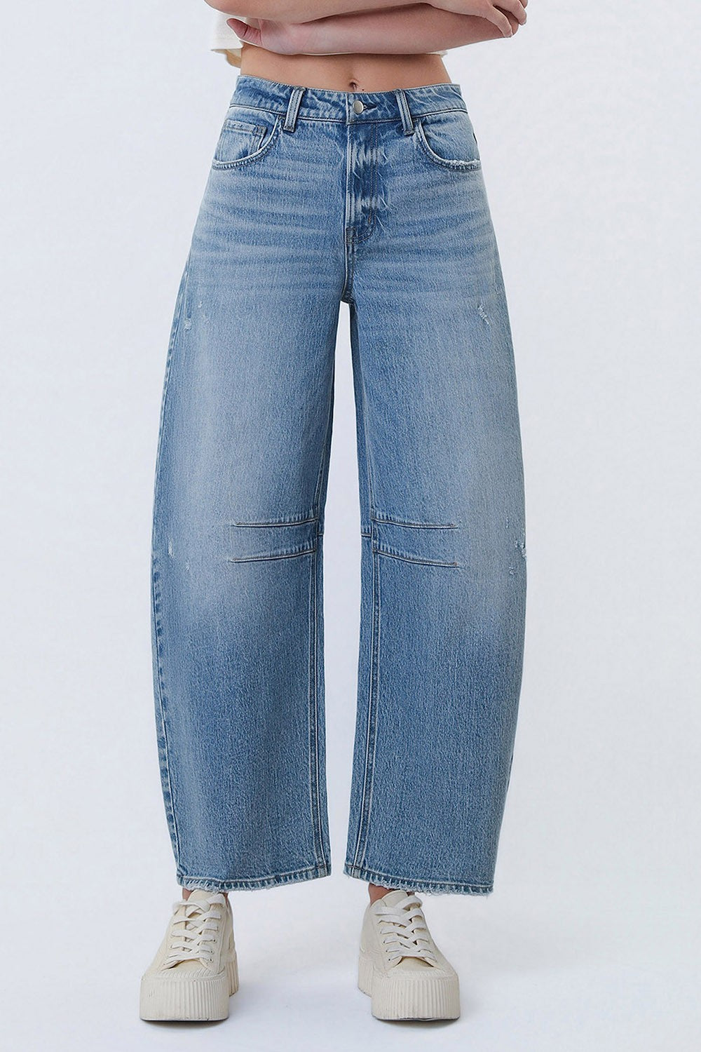 Super High Rise Medium Wash Horseshoe Jeans