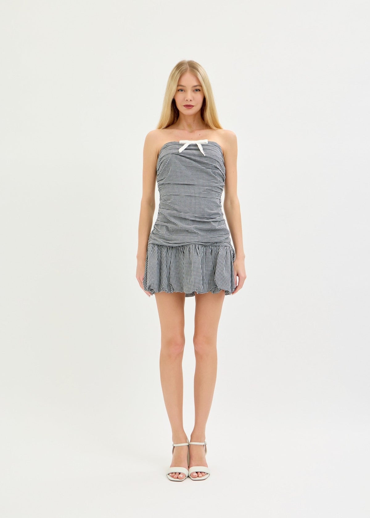 Gingham Bubble Hem Mini Dress