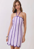 Contrast Halter Neck Piping Detail Mini Dress