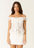 Off Shoulder White Ruffle Top