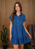 Dark Wash Collared Button Down Denim Dress