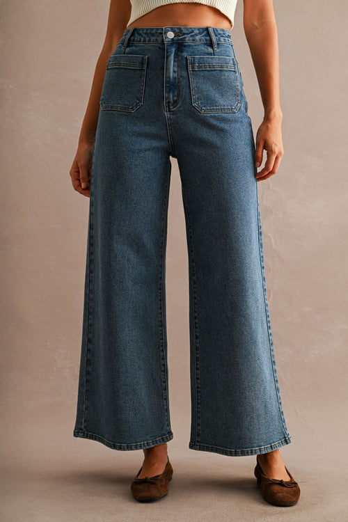 High Waisted Denim Front Pocket Pocket Jean