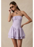 Lavender Tiered Lace Tube Mini Dress