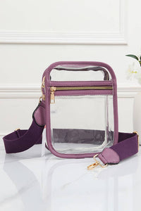 Clear PU Cross Body Mini Bag: Purple
