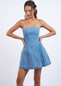 Strapless Denim Tube Mini Dress