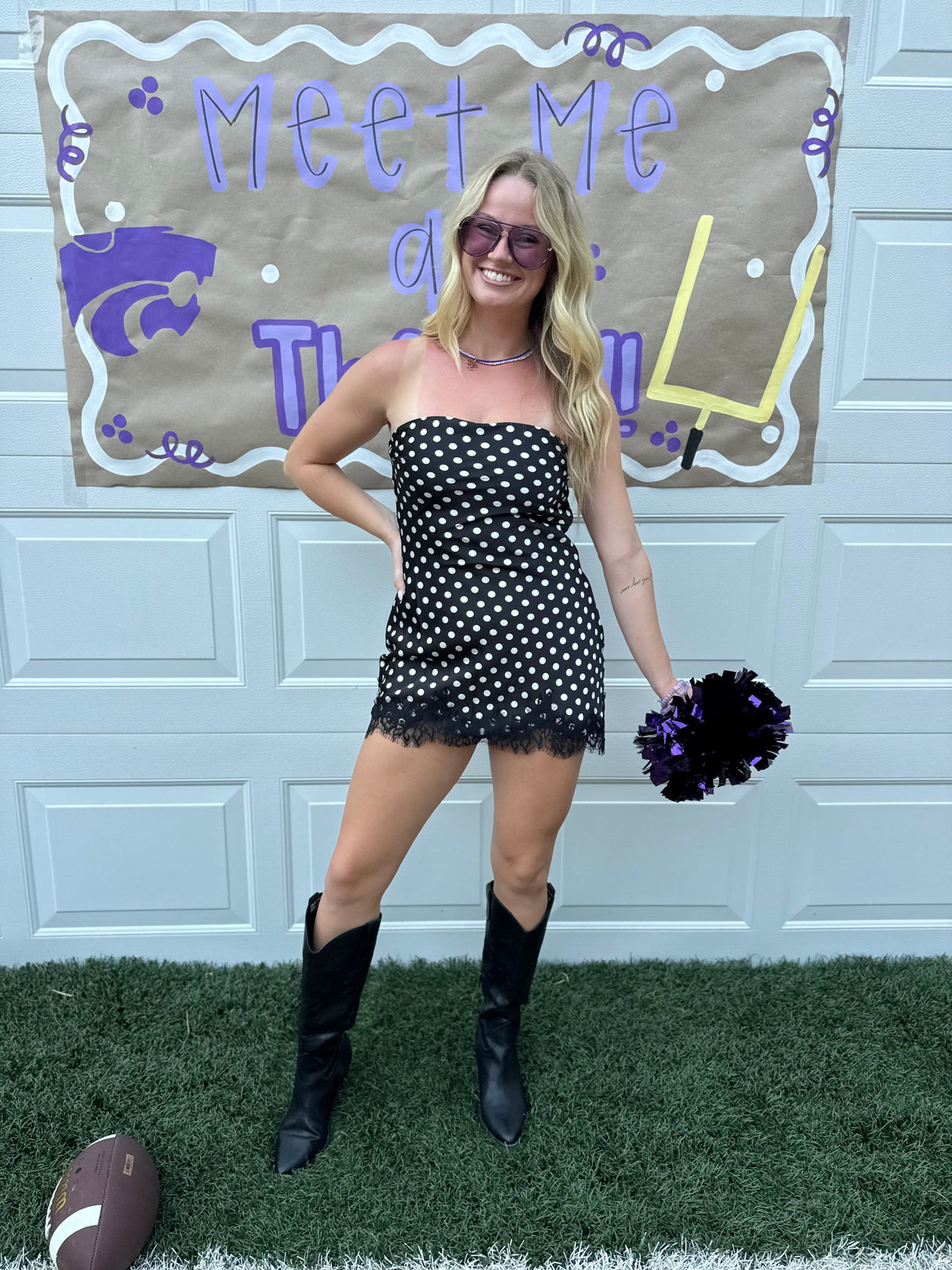 Polka Dot Satin Mini Strapless Dress