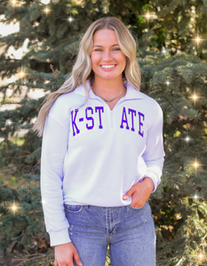 K-State Wildcats White 1/4 Zip Pullover