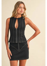 Load image into Gallery viewer, Black Denim Keyhole Detail Top
