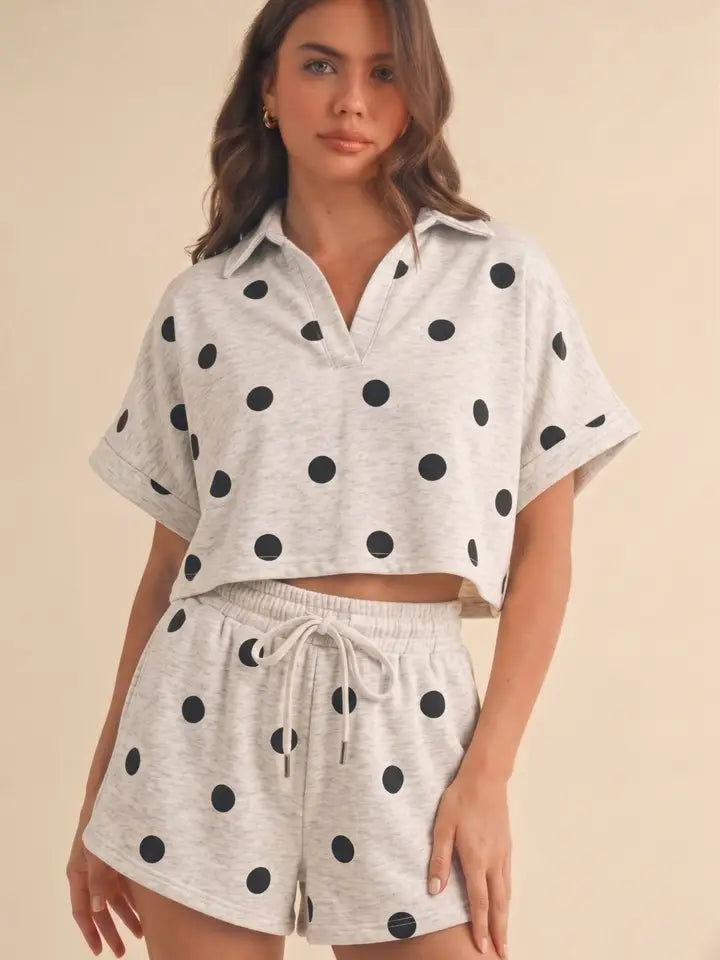 Cropped Short Sleeve Collared Top