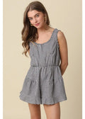 Gingham Black Open Back Romper