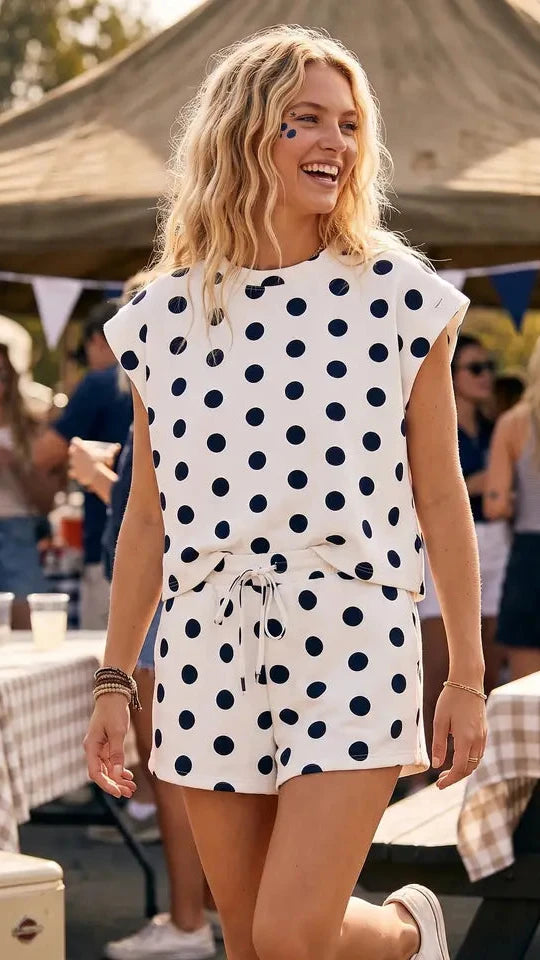 Black and White Polka Dot Scuba Shorts