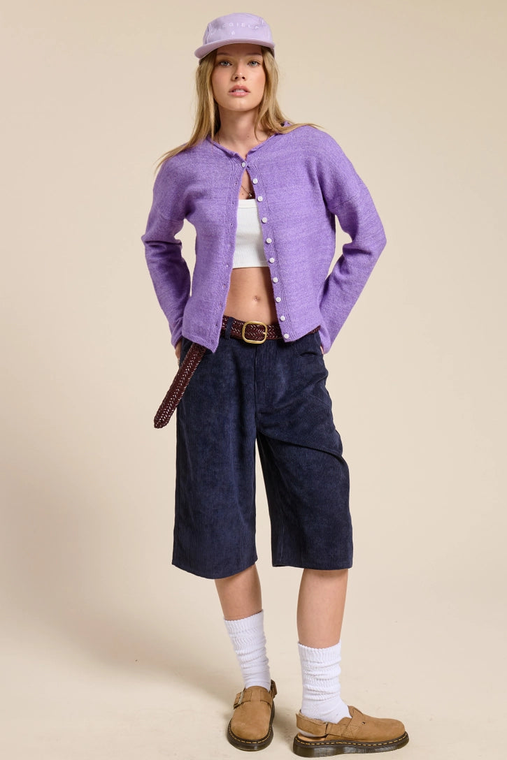 MK7091- Violet Button Down Cardigan