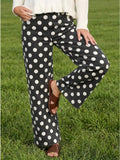 Polka Dot Straight Leg Denim Pants