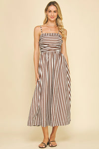 Mocha Striped Midi Dress