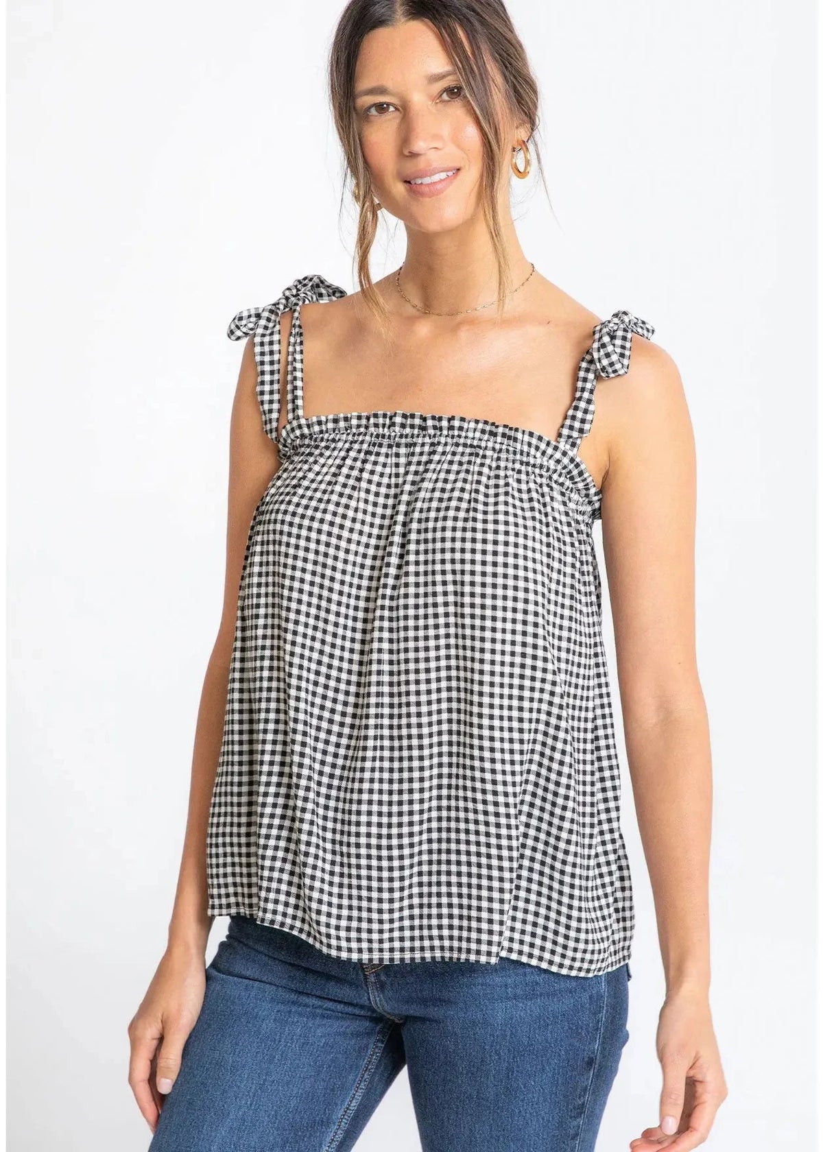 Gingham Linen Tank Top