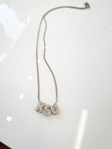 KSU Silver Rhinestone Necklace