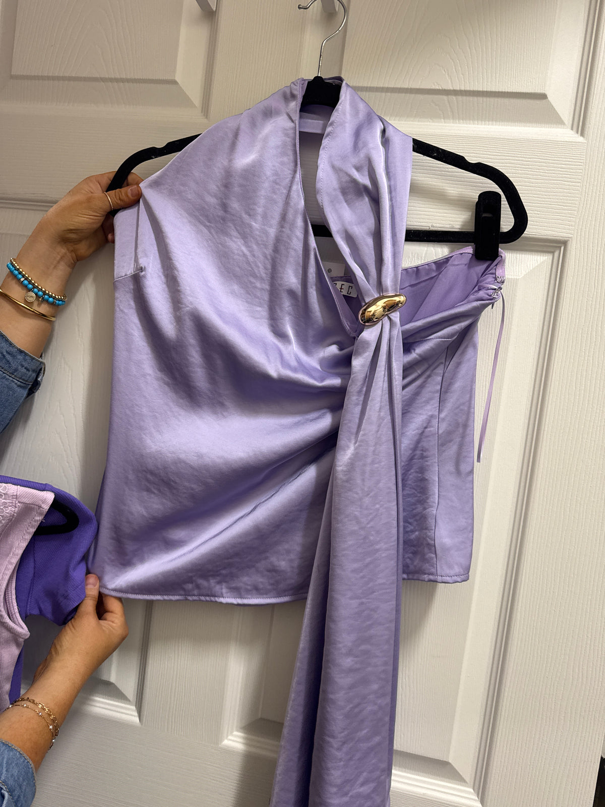 Lavender Gold Shoulder Detail Top