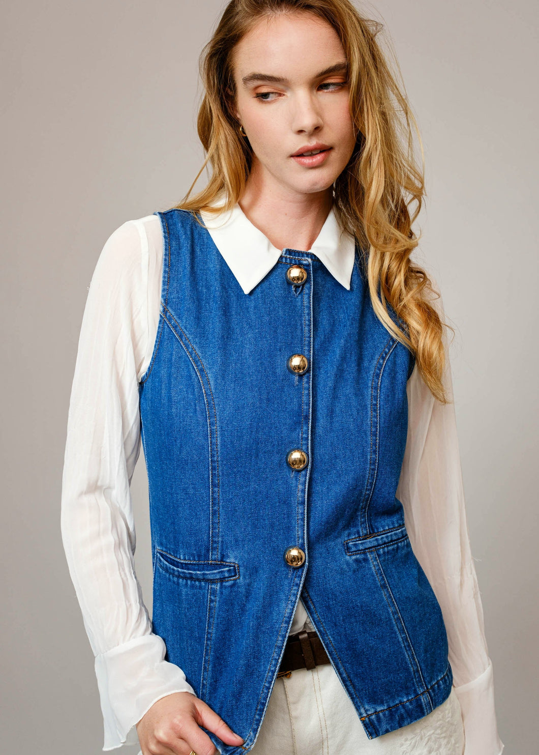 Gold Button Vest