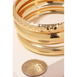 Mixed Metallic Bangle Bracelet Set: G