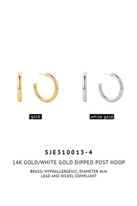 14K Metal Post Hoop: 2cm / Gold