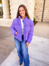 Load image into Gallery viewer, Purple Corduroy Puffer Jacket
