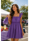 Purple Gameday Ruffle Sleeve Mini Dress