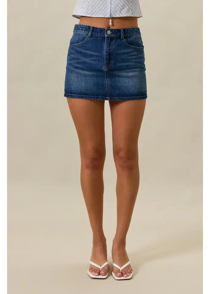 Mid Waisted Denim Mini Skirt