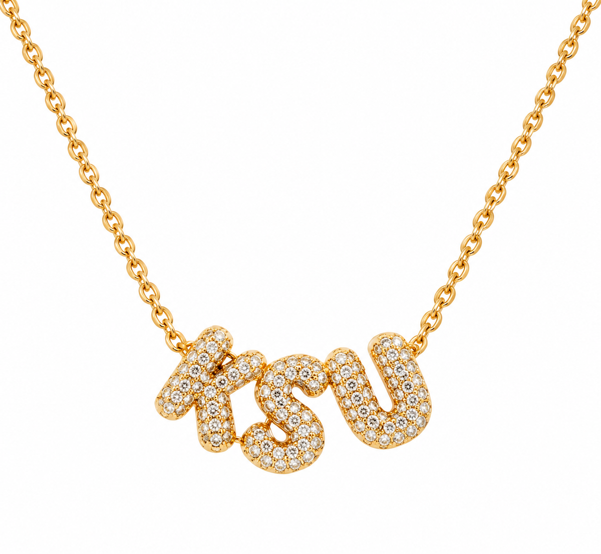 KSU Pave Bubble Gold Necklace