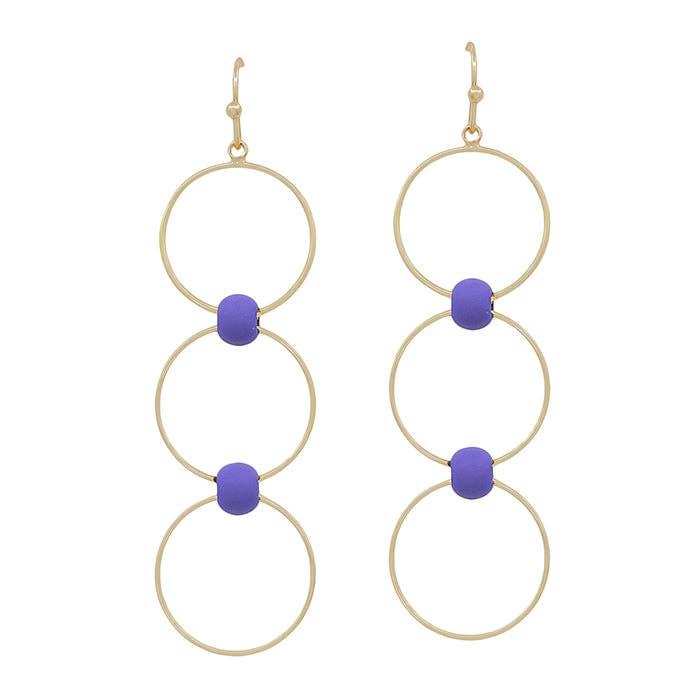 Gold Triple Drop Circle with Purple Beaded Accents 2