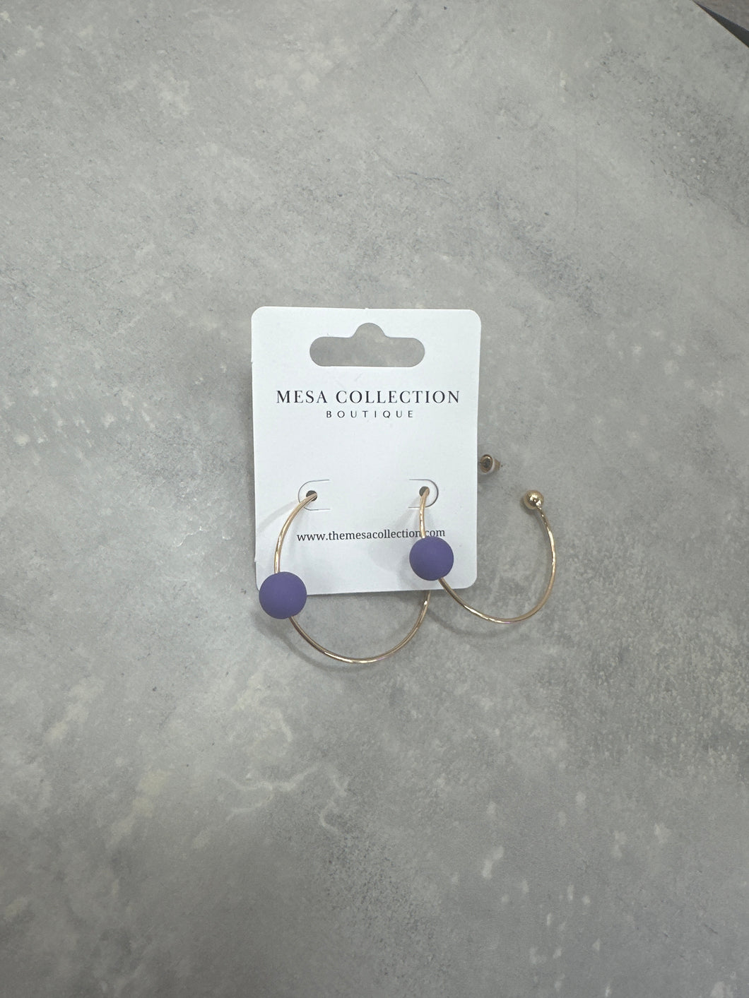 Gold Single Purple Ball Earring