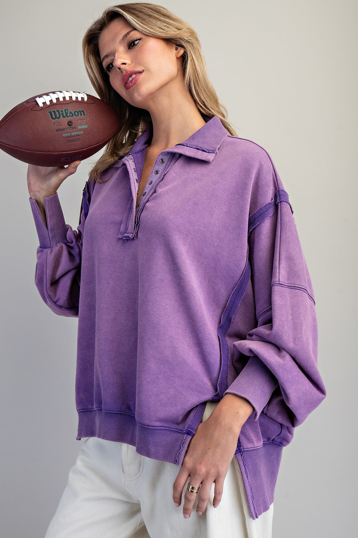 Purple Washed Long Sleeve Pullover