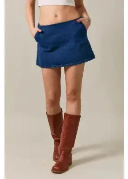 Low Waist Denim Mini Skirt