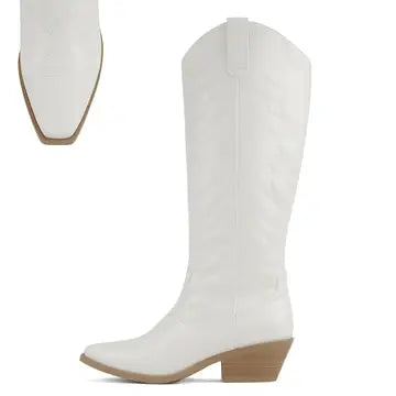 Western Long Boots - White