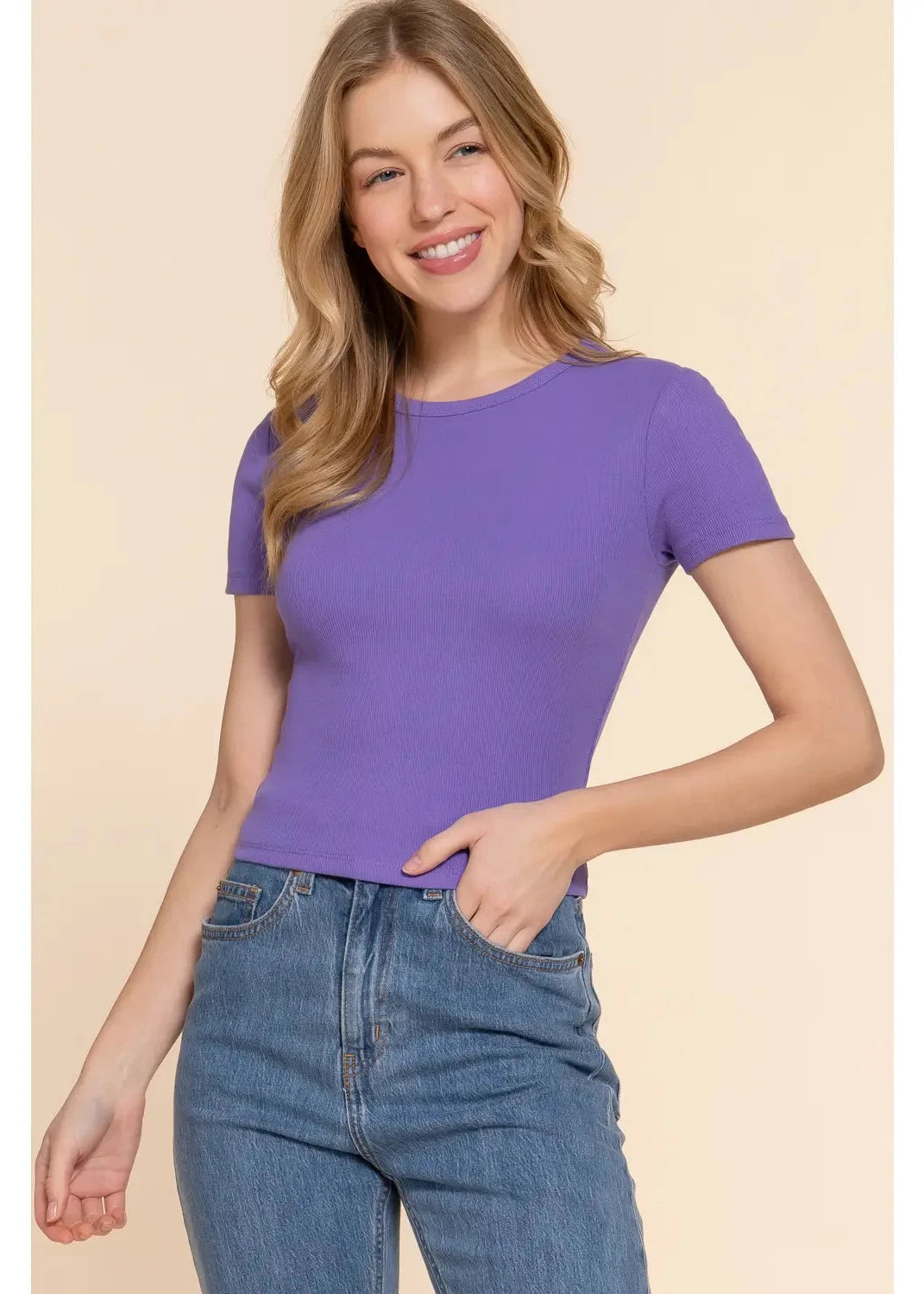 Short Sleeve Rib Knit Top
