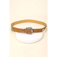 Load image into Gallery viewer, Engraved Flower Buckle Faux Leather Belt
