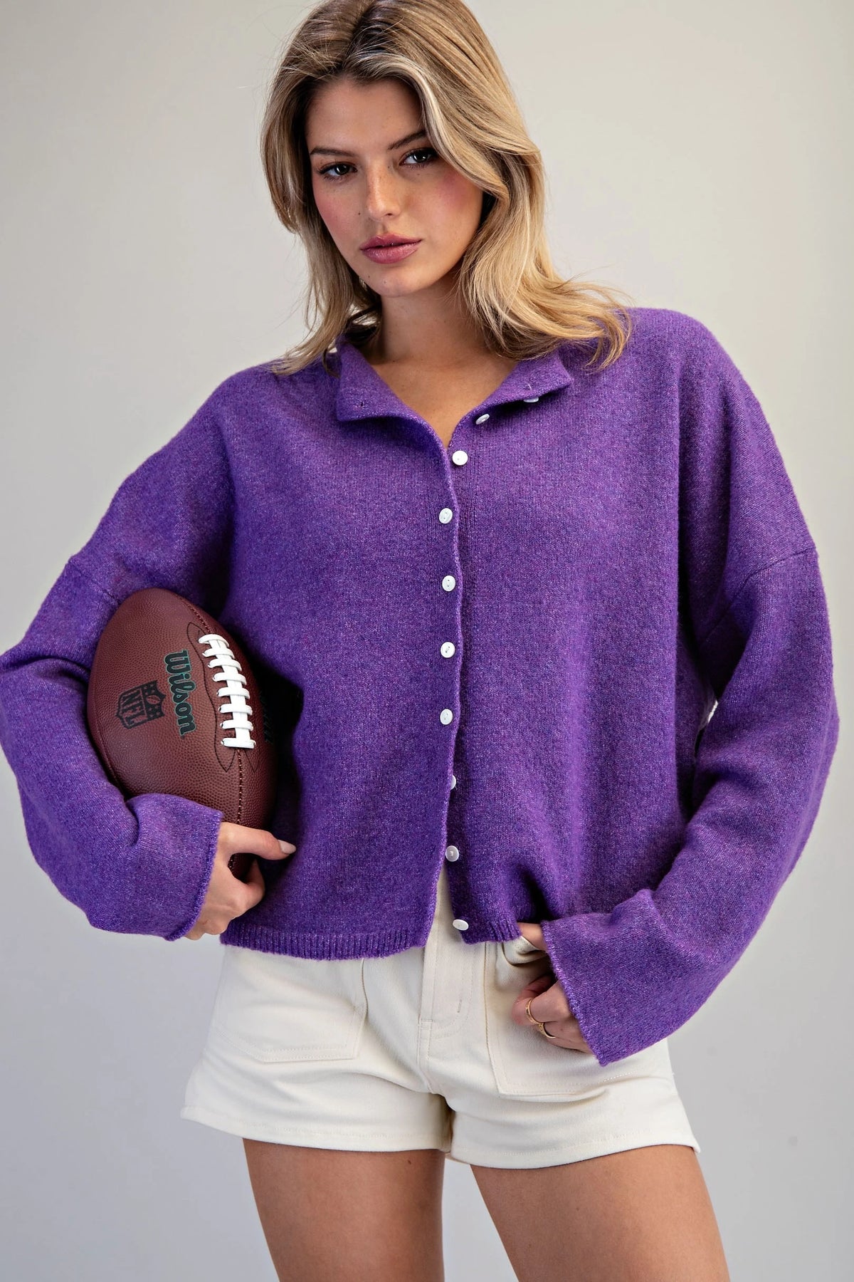 Purple Button Up Cardigan