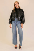 Load image into Gallery viewer, Faux Leather Cropped Jacket
