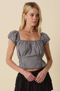 Melody Gingham Top in Black White by Olivaceous