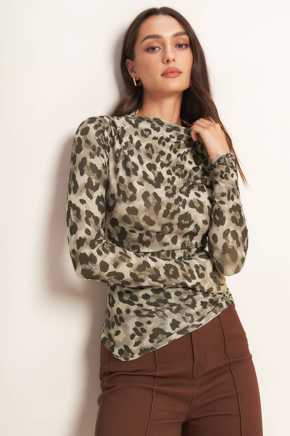 Mesh Leopard Printed Top