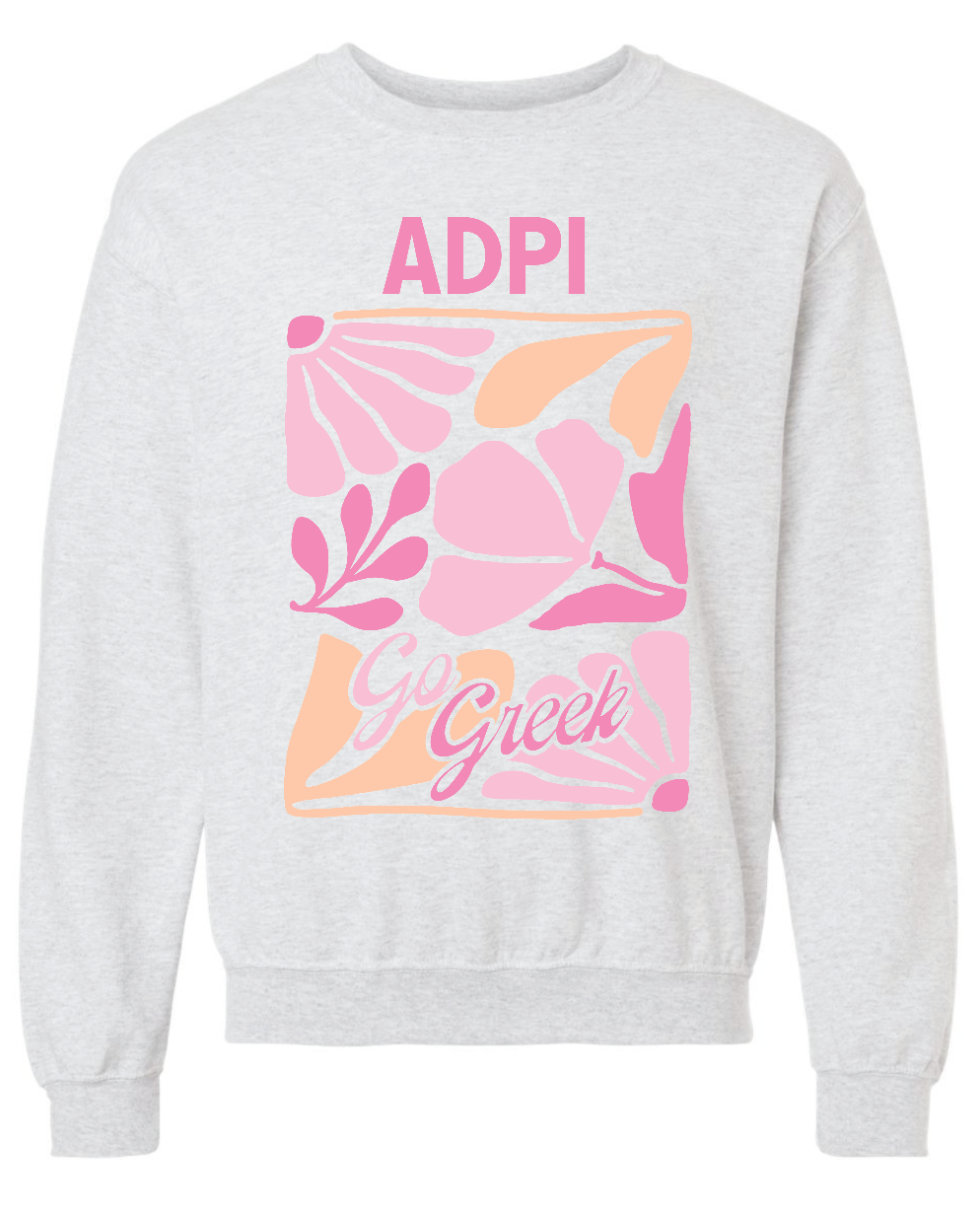 G-7: Pink and Orange Flower Greek Crew - Customizable
