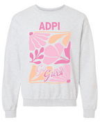 G-7: Pink and Orange Flower Greek Crew - Customizable