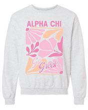 Load image into Gallery viewer, G-7: Pink and Orange Flower Greek Crew - Customizable
