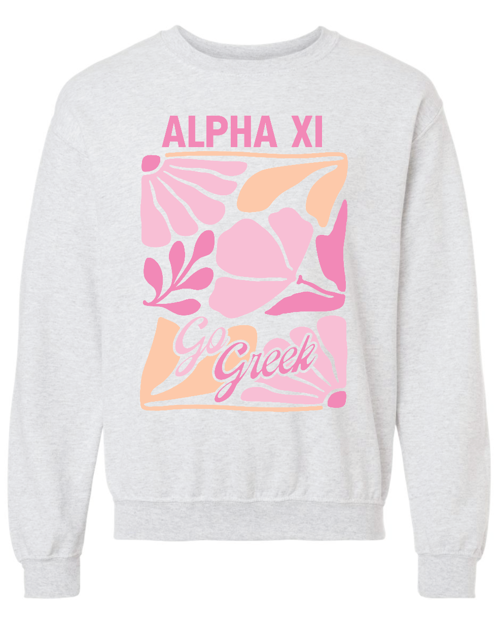 G-7: Pink and Orange Flower Greek Crew - Customizable