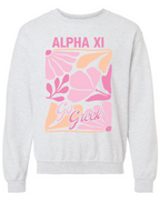 G-7: Pink and Orange Flower Greek Crew - Customizable