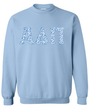 Load image into Gallery viewer, G-4: Sorority Blue Floral Letters Crew - Customizable
