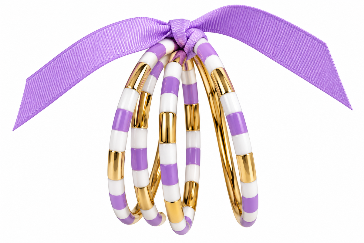 Lavender Stripe Bangle Bracelet