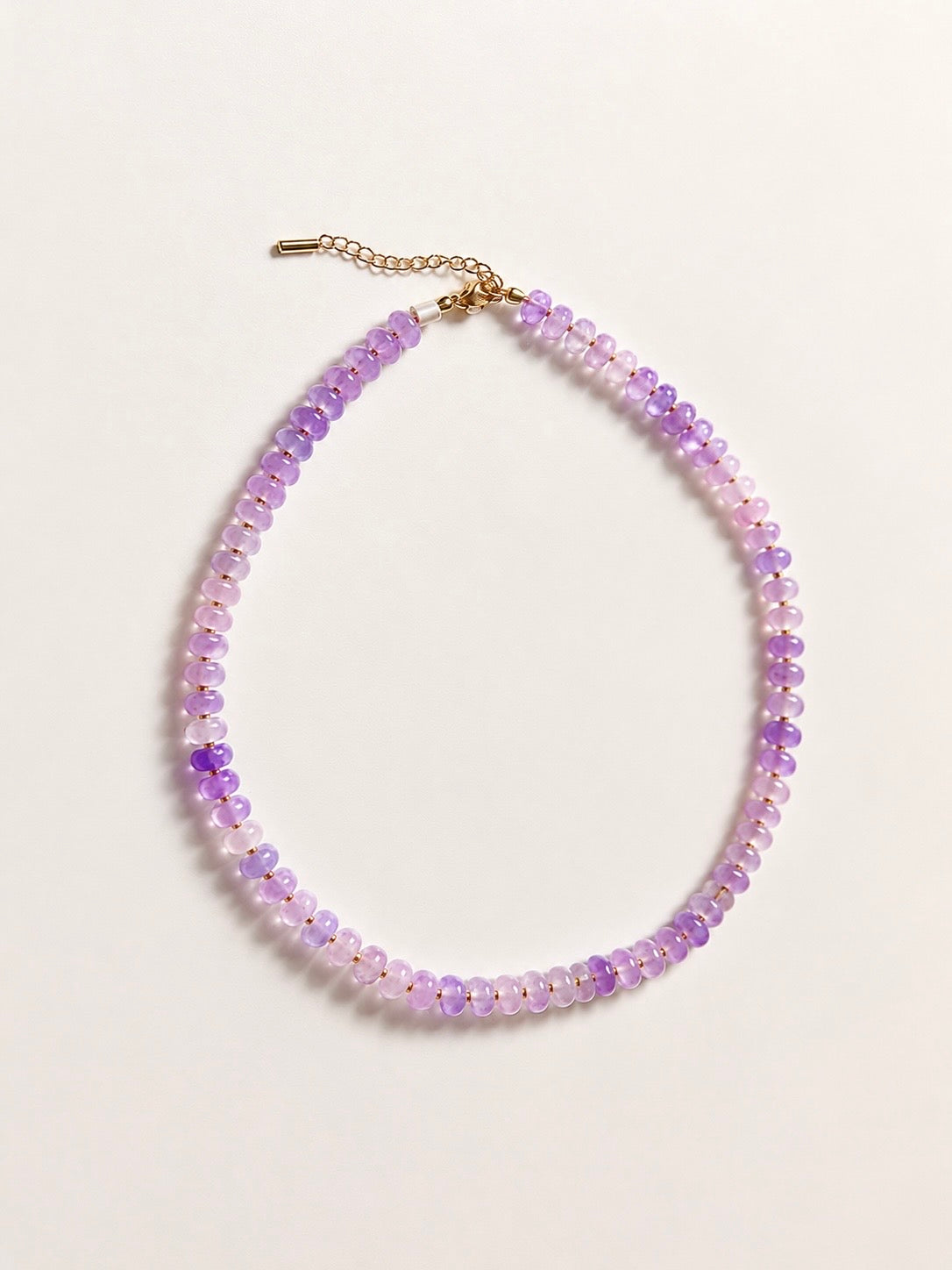 Lilac and Gold Beaded Necklace