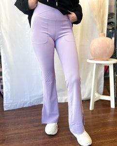 Lavender Flare Ribbed Leggings