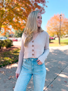 On Trend Oat Ribbed Cardigan